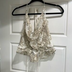 Free people backless crop shirt